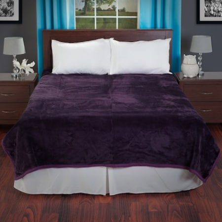 Hastings Home Solid Soft Heavy Thick Plush Mink Blanket 8 pound - Purple 542100CYQ